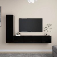 VidaXL 4-delige Tv-meubelset spaanplaat zwart3078779