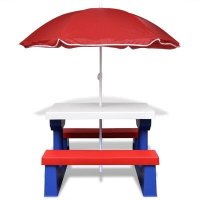 VidaXL Kinderpicknicktafel met banken en parasol
