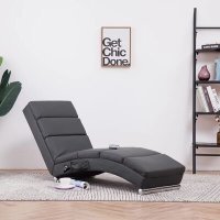 VidaXL Massage chaise longue kunstleer grijs281298