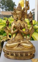 Chenrezig Boeddha Avalokiteshvara Messing Beeld Tibet-Nepal