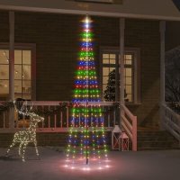 VidaXL Vlaggenmast kerstboom 310 LED\'s meerkleurig