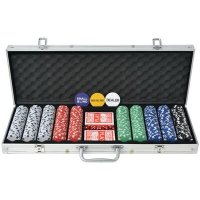 VidaXL Pokerset met 500 chips aluminium80182