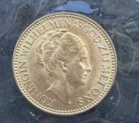 Nederlandse 10 Gulden munt Wilhelmina gouden