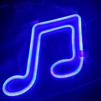 Neon led \'muzieknoot\' blauw. Usb of
