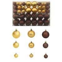 VidaXL 100-delige Kerstballenset 3/4/6 cm bruin/bronskleur/goudkleurig245714