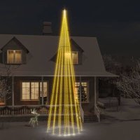 VidaXL Vlaggenmast kerstboom 1134 LED\'s warmwit