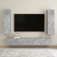 VidaXL 4-delige Tv-meubelset spaanplaat betongrijs3079065