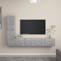 VidaXL 4-delige Tv-meubelset spaanplaat betongrijs3079094