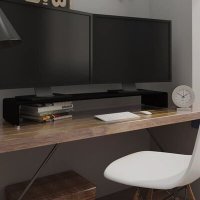 VidaXL TV-meubel/monitorverhoger zwart 120x30x13 cm glas244141