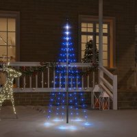 VidaXL Vlaggenmast kerstboom 108 LED\'s blauw