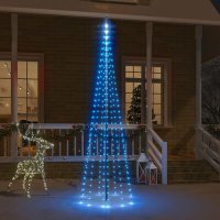 VidaXL Vlaggenmast kerstboom 310 LED\'s blauw
