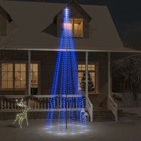 VidaXL Vlaggenmast kerstboom 732 LED\'s blauw