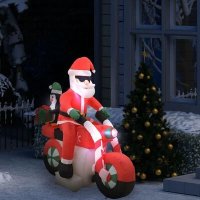 VidaXL Kerstman opblaasbaar op motorfiets LED