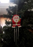 Vintage mini kerst windgong met kerstman