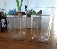 2 dubbelwandige glazen (nieuw in de