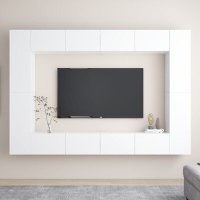 VidaXL 8-delige Tv-meubelset spaanplaat wit3078670