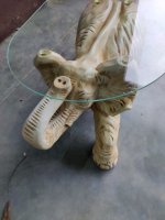 Olifant bijzettafeltje met glazen blad