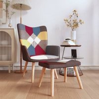 VidaXL Relaxstoel met voetenbank patchwork stof328184