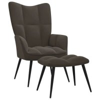 VidaXL Relaxstoel met voetenbank fluweel donkergrijs328085