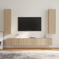 VidaXL 4-delige Tv-meubelset bewerkt hout sonoma