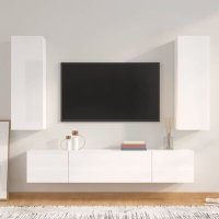 VidaXL 4-delige Tv-meubelset bewerkt hout hoogglans