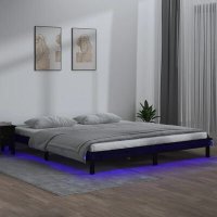 VidaXL Bedframe LED massief hout zwart