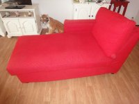 Chaise longue bank rood ribstof