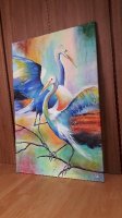 Kraanvogels groot kleurrijk modern schilderij