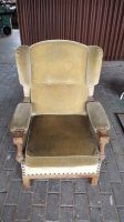 Prachtige antieke fauteuil grootvaders stoel hout/stof