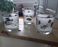 Vintage whisky glazen bedrukt met merken