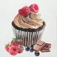 Schilderij Chocolade Cupcake