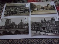 4 kaarten van stadsgezichten oude 