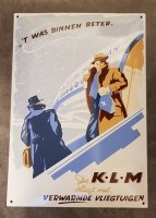 KLM verwarmde vliegtuigen emaillen bord retro