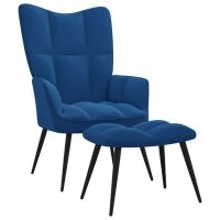 VidaXL Relaxstoel met voetenbank fluweel blauw328094