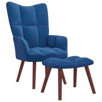 VidaXL Relaxstoel met voetenbank fluweel blauw328072