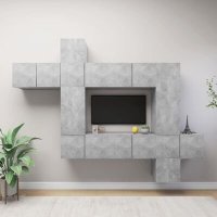 VidaXL 10-delige Tv-meubelset spaanplaat betongrijs3079157