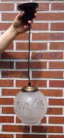 Klassieke brocante hanglamp - wit glas