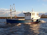 Zeer mooie zeewaardige polyester visboot, reddingssloep