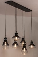 Hanglamp 160cm xl zwart rookglas grijs