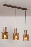 Hanglamp amber glas of rookglas eettafel